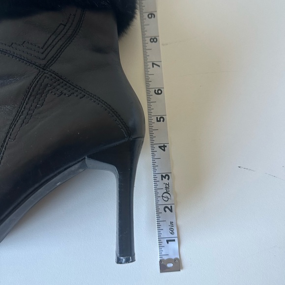 Vintage Karen Scott Black Leather Fur Ankle Square Toe Boots 7.5 - Picture 8 of 8